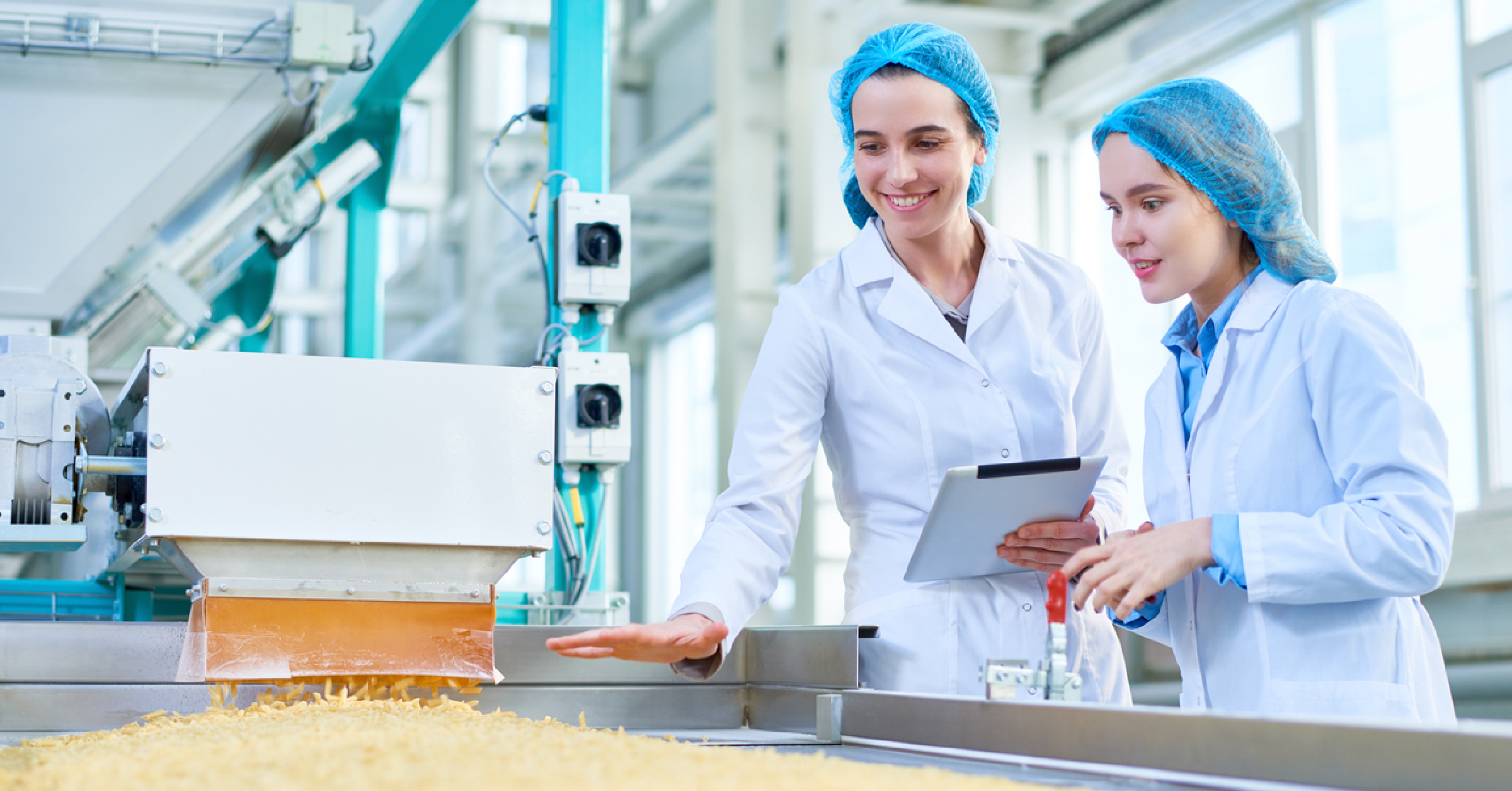 Plant employees evaluating product